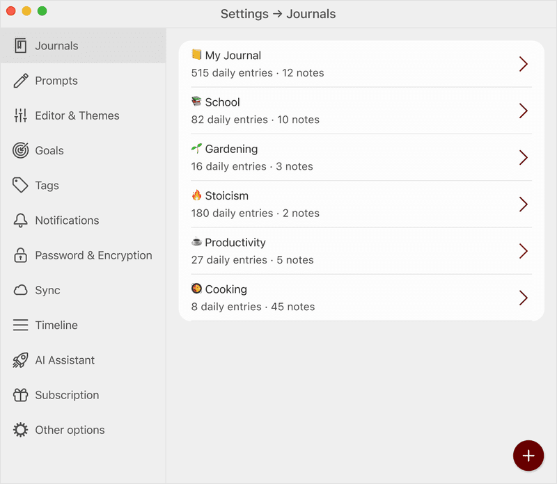 Diarly Journals in the Settings